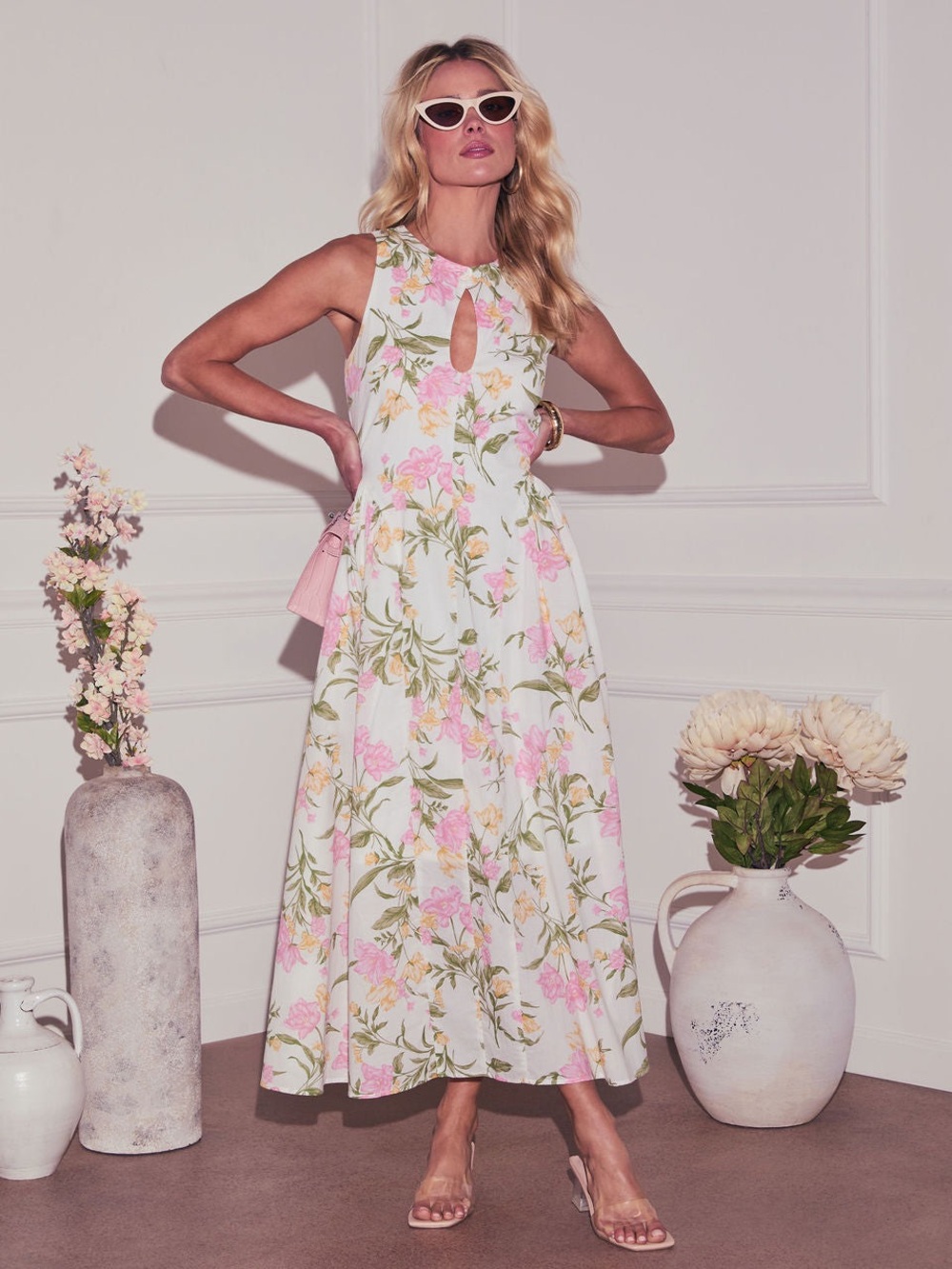Vici Daija Floral Keyhole Sleeveless Maxi Dress - Pink Floral - Picture 6 of 6